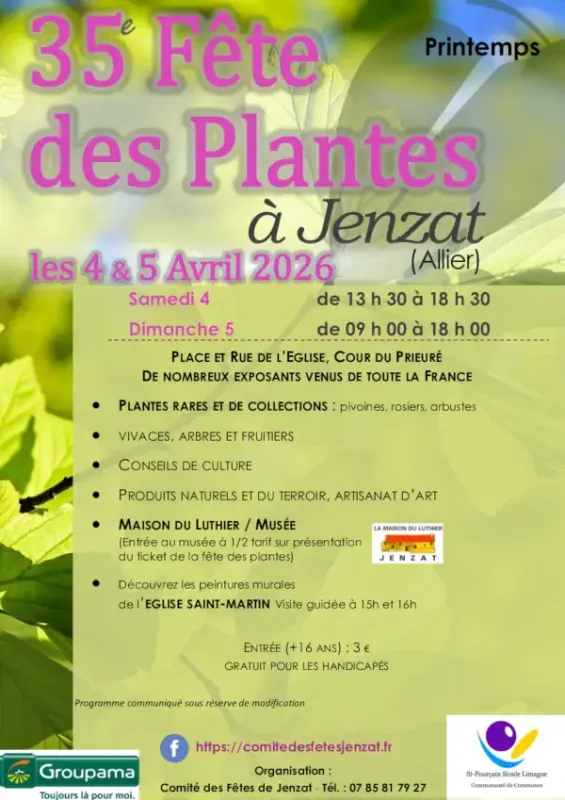 4 &amp; 5 avril 2026, Fête des plantes, Jenzat (03) Visuel